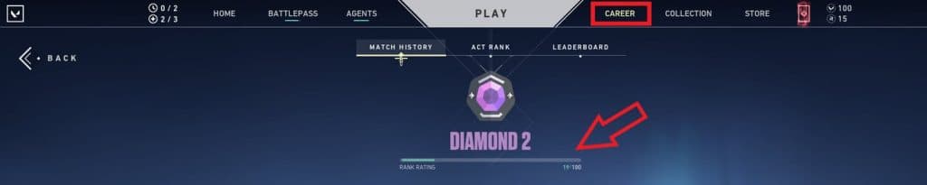 Rank progress bar under the rank icon in Valorant