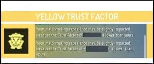 Yellow CS2 warning about a slightly lower trust level
