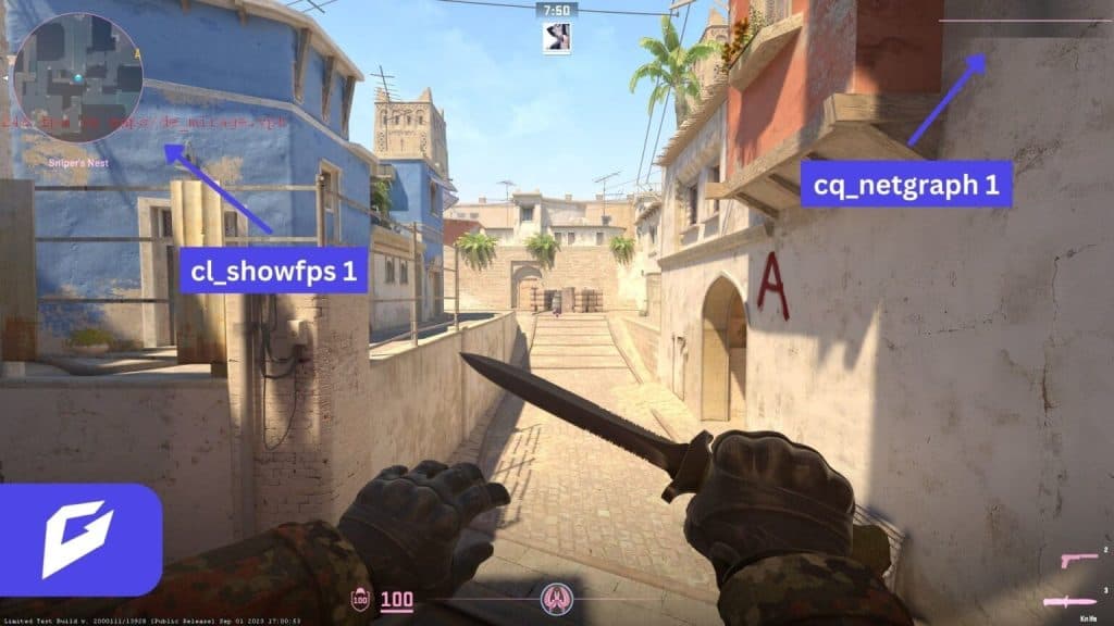CS2 console with the cl_showfps 1 command entered